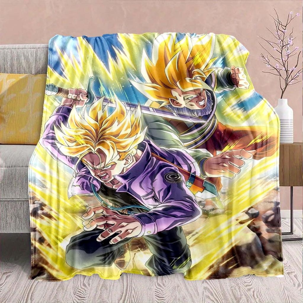 Фланелевое одеяло из аниме Dragon Ball - Мягкое, теплое, идеально подходит для дивана, постельного белья, кемпинга, путешествий, офиса, домашнего декора -QJY