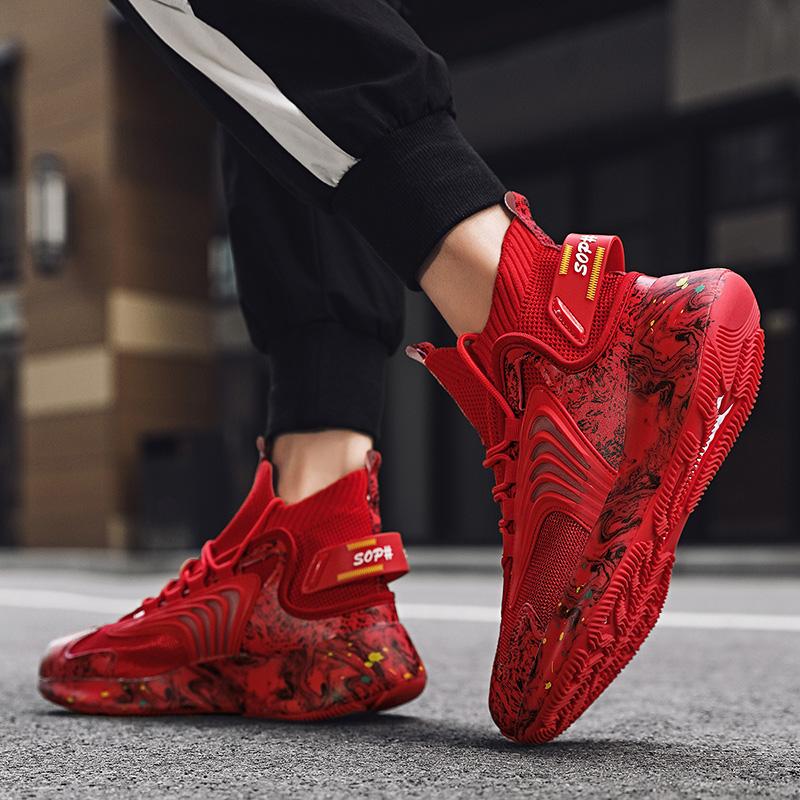 Мужская модная дышащая обувь большого размера с высоким берцем и сеткой