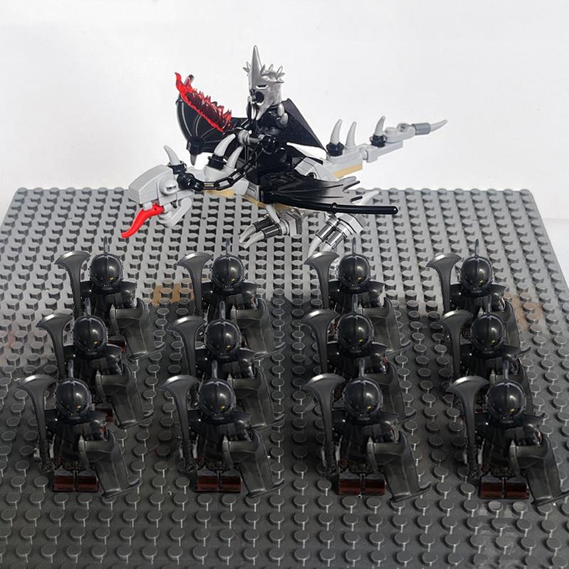 14 шт. MOC Средневековые Гномы Воины Эльфы Рыцари Властелин Колец Урук-хай Орк Солдат Рохана с Фигуркой Короля-Чародея Лидера Строительные Блоки Игрушки