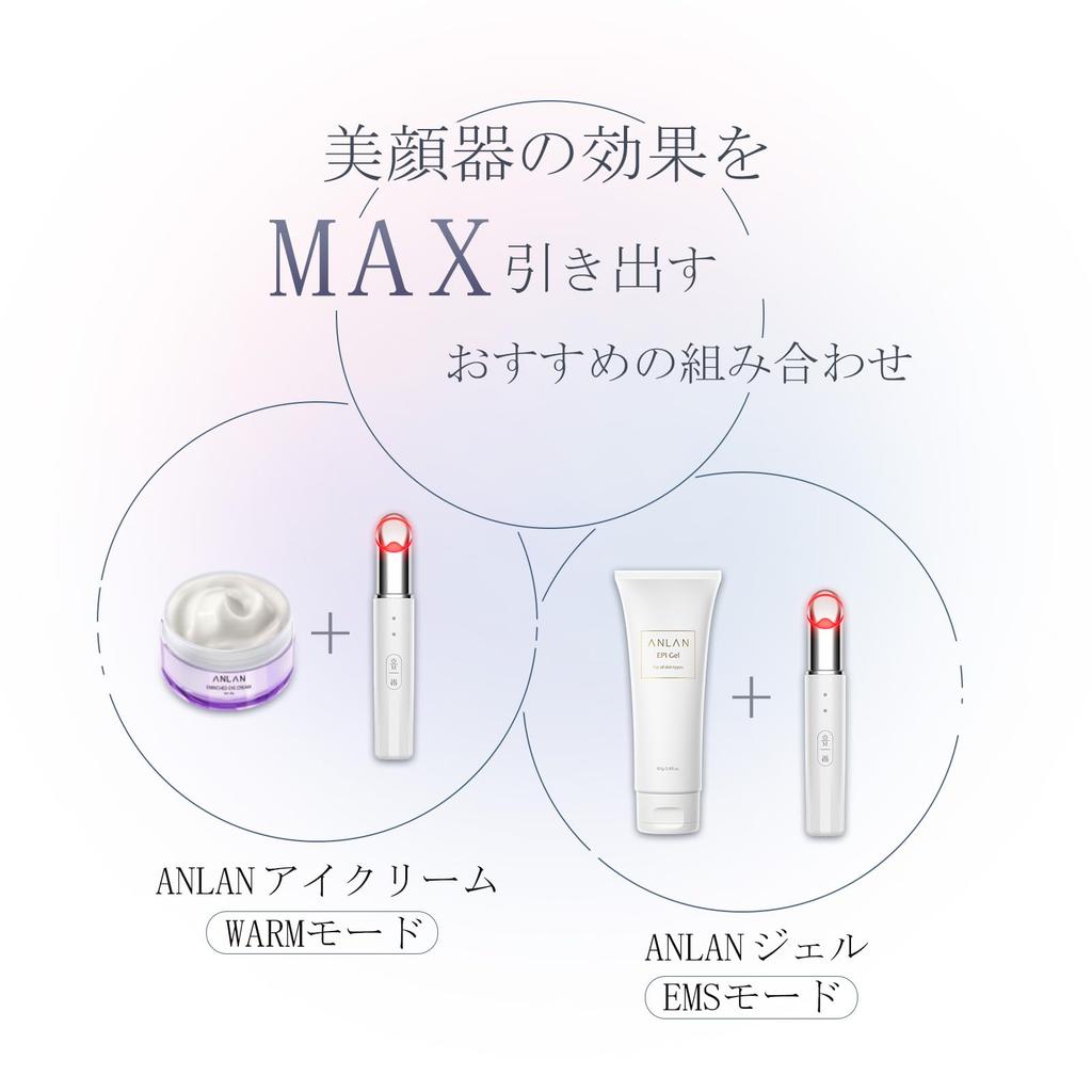 ANLAN Eye and Mouth Beauty Device Gel Set Focused Care Hot Therapy Ion Introduction Micro Vibration 2-Color LED USB Rechargeable White Men Women