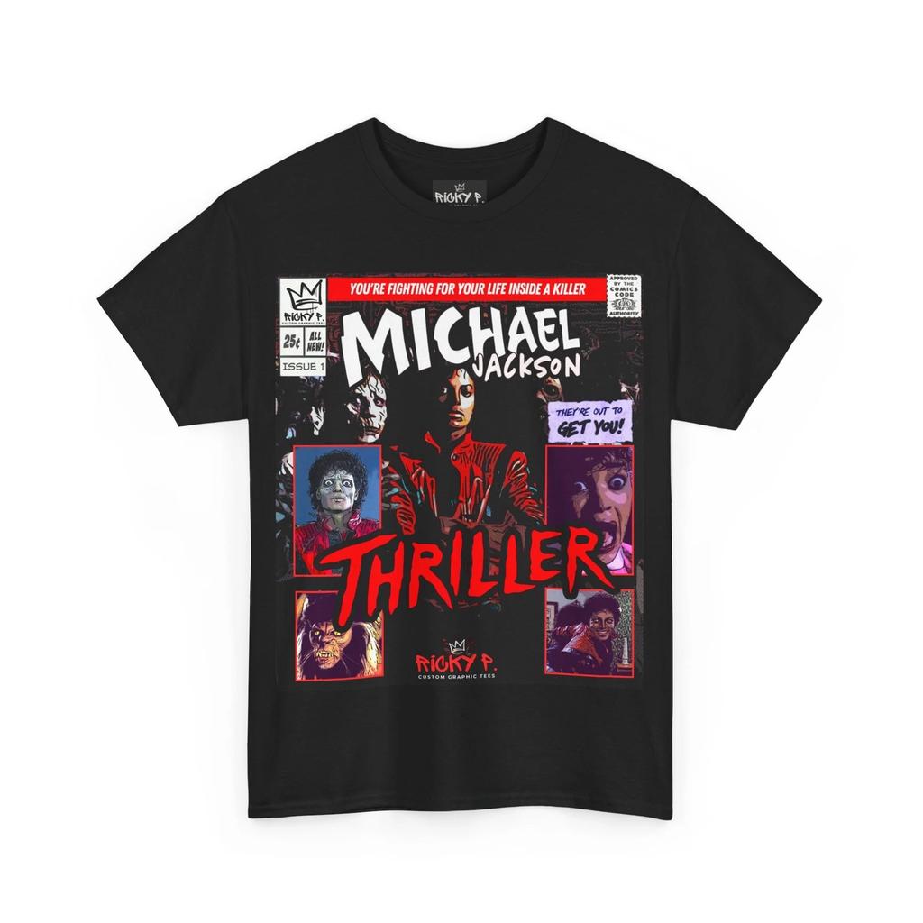 Майкл Джексон Триллер MJ Футболка Комикс Арт Рики П Унисекс Плотный Хлопок