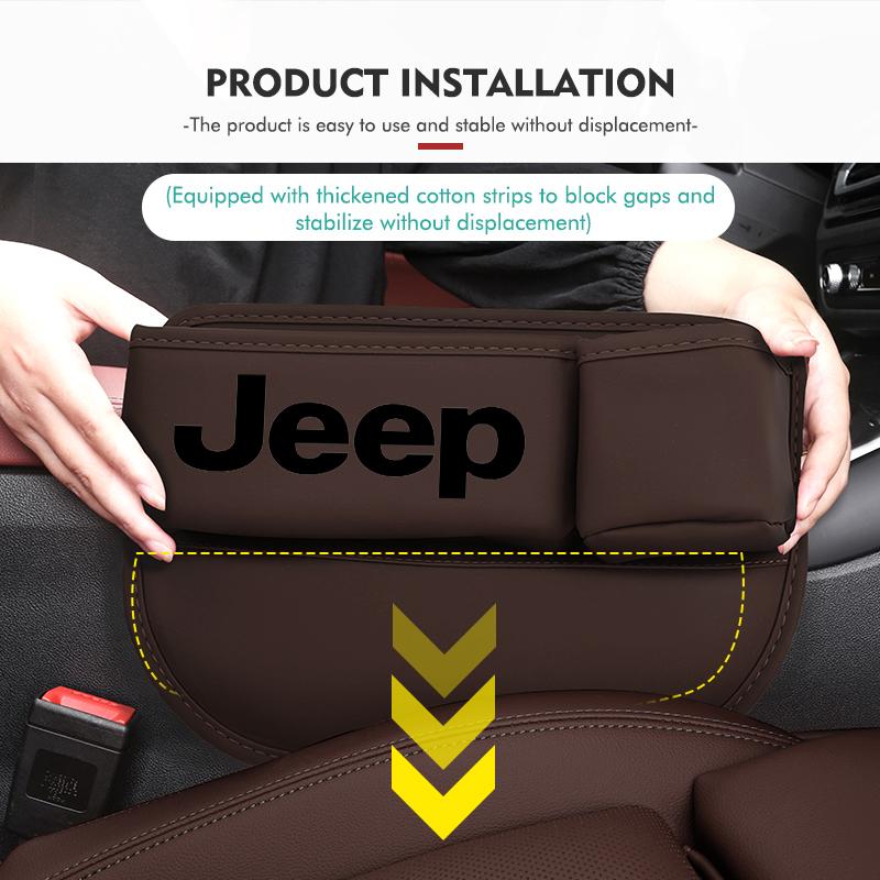 For Jeep Car Seat Gap Storage Box Pocket Wallet Key Cup Phone Holder Cherokee Wrangler JK Gladiator Compass Renegade Patriot AMZ1