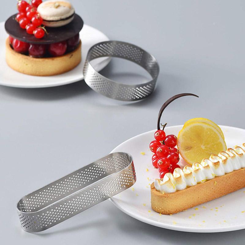 Steel Perforated Muffin RingsCake Mold Heat-Resistant Perforated Cake Mousse Mold Cookies Cutter Pastry Quiche Mold