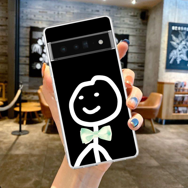 Смешной милый мультяшный человечек-спичка для Google Pixel 9 8 7 6 Pro чехол для телефона мягкий для Pixel 6A 5 4 5A 4A 3A XL 5G силиконовый прозрачный чехол