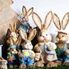 35см Ручная работа Пасхальный кролик Украшение Милая Соломенная Деревенская Вечеринка Настольные Украшения для Дома