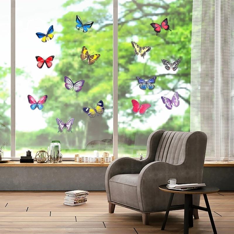 New 20PCS Butterfly Window Stickers Anti-Collision Window Clings Decals Reusable Glass Window Film Wall Stickers