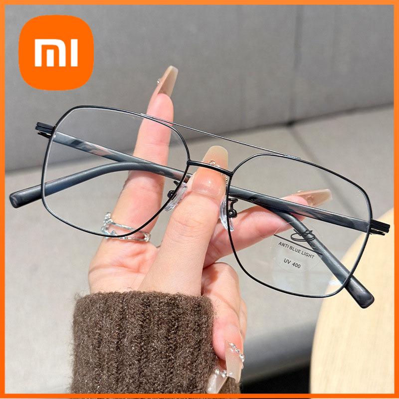 Xiaomi Очки с двойной перемычкой в тонкой оправе для женщин без макияжа, высококачественные отбеливающие очки с защитой от синего света и плоскими линзами для близорукости 9085