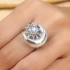 Moonstone Round Gemstone Crescent Moon Handmade Designer Ring, Statement Ring, Silver Charm Jewelry, Rings For Her, 925 Sterling Silver