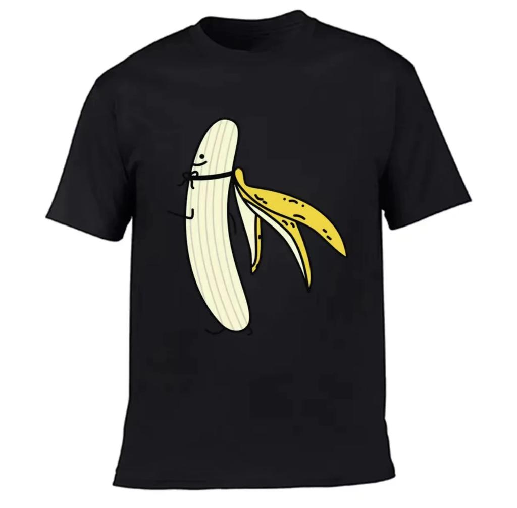 Мужская футболка с принтом забавного дизайна «Мужчина раздевается банан» Летняя юмористическая футболка-шутка Хипстерская футболка Белая Повседневная Хлопковая Футболка Наряды Уличная одежда