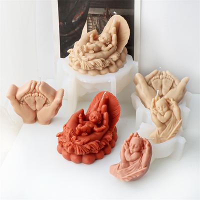 3D Спящий младенец на руках Свеча Силиконовая форма DIY День благодарения Мама Рука Ребенок Форма для свечи на День отца Домашний декор Смола Гипс