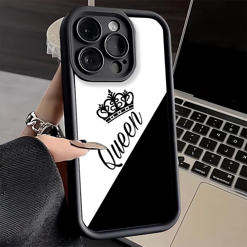 Чехол для телефона iPhone 17 Air 16E 15 16 Pro Max Тема Королева Король Пара Обложка 14 Plus 13 12 Mini Мягкий Силиконовый Fundas