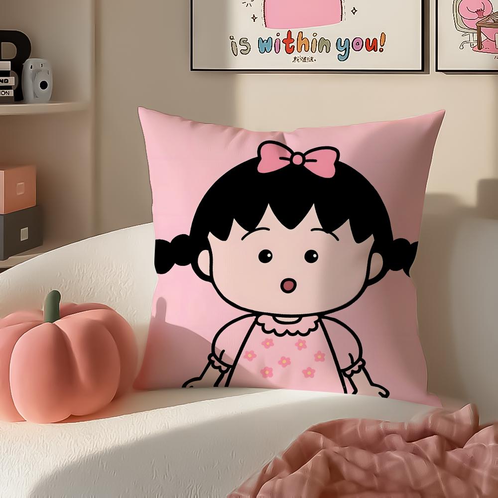 Animation nostalgic CChibi MMaruko chan Cushion Cover Pillowcase Short Plush Invisible zipper Room Sofa Cushion Cover