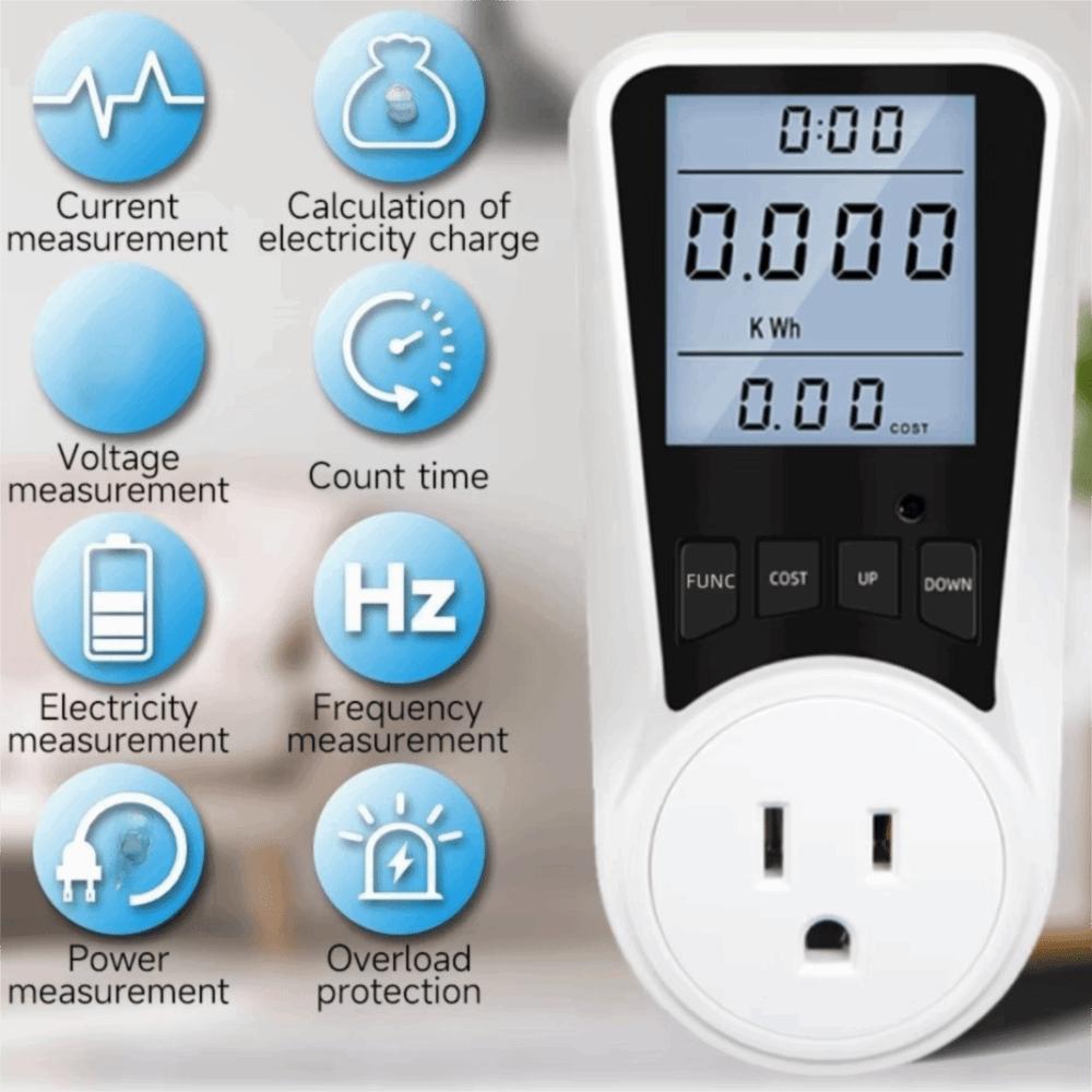 Backlight Electrical Energy Monitor Socket LCD Screen Energy Monitor Power Meter Home Use