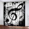Black White Classic Art Design Note Instrument Piano Free Shipping 2 Pieces Thin Shading Window Curtain for Living Room Bedroom