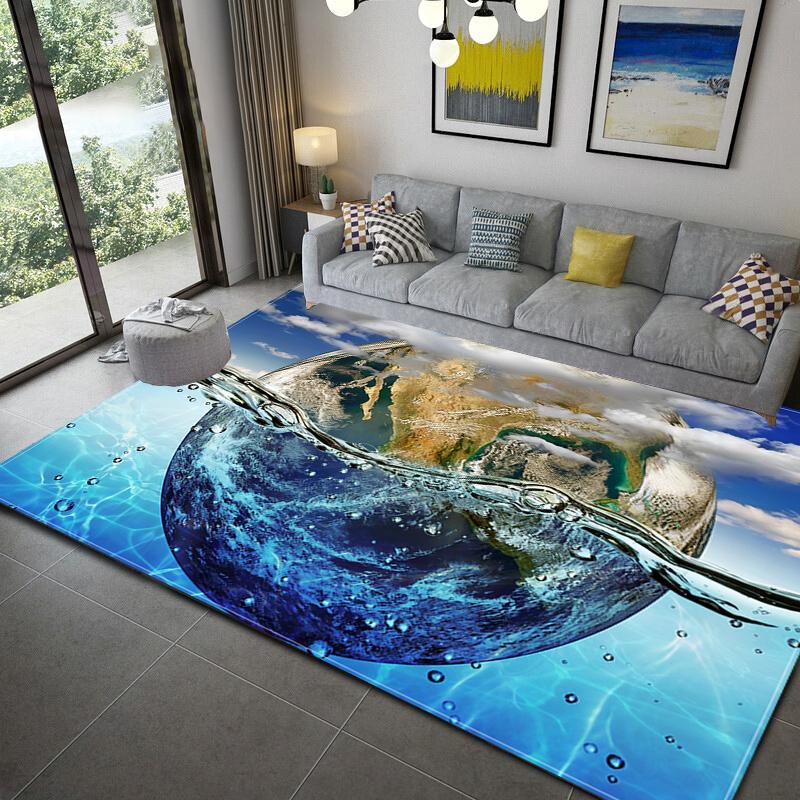Living Room Non-Slip Rug Home Decor Living Room Earth Large Rug Galaxy Space Cushion Soft Area Rug