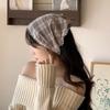 Thin Lattice Headscarf Turban Triangular Hair Band Fashion Pastoral Style Headscarf Vacation