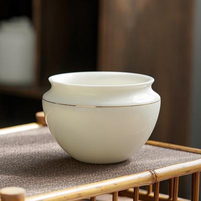 Suet Jade Small Jianshui White Porcelain Tea Washing Small Tea Residue Tank Water Basin Kung Fu Tea Path Zero Matching
