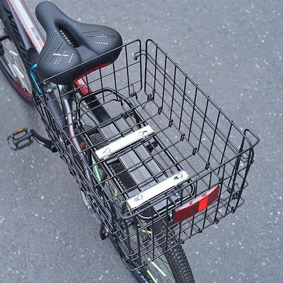 Корзина для заднего багажника велосипеда с вкладышем, складная, сверхпрочная, большой вместимости, выдерживает 56 фунтов, универсальная, металлическая, для горного, дорожного велосипеда