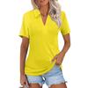 Women's Fashion Casual Lapel Short Sleeve Solid Color Shirt Women's V-Neck Tops