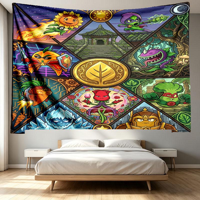 Plants VS Zombies Print Tapestry - Portable Wall Decor Cloth, for Home, Dorm, Travel, Bedroom, Living Room - Ideal Birthday Housewarming Gift