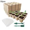 12-Cell Seedlings Tray Biodegradable Plant Pots Breathable Seeds Starter Tray with Tags And Tools for Flowers