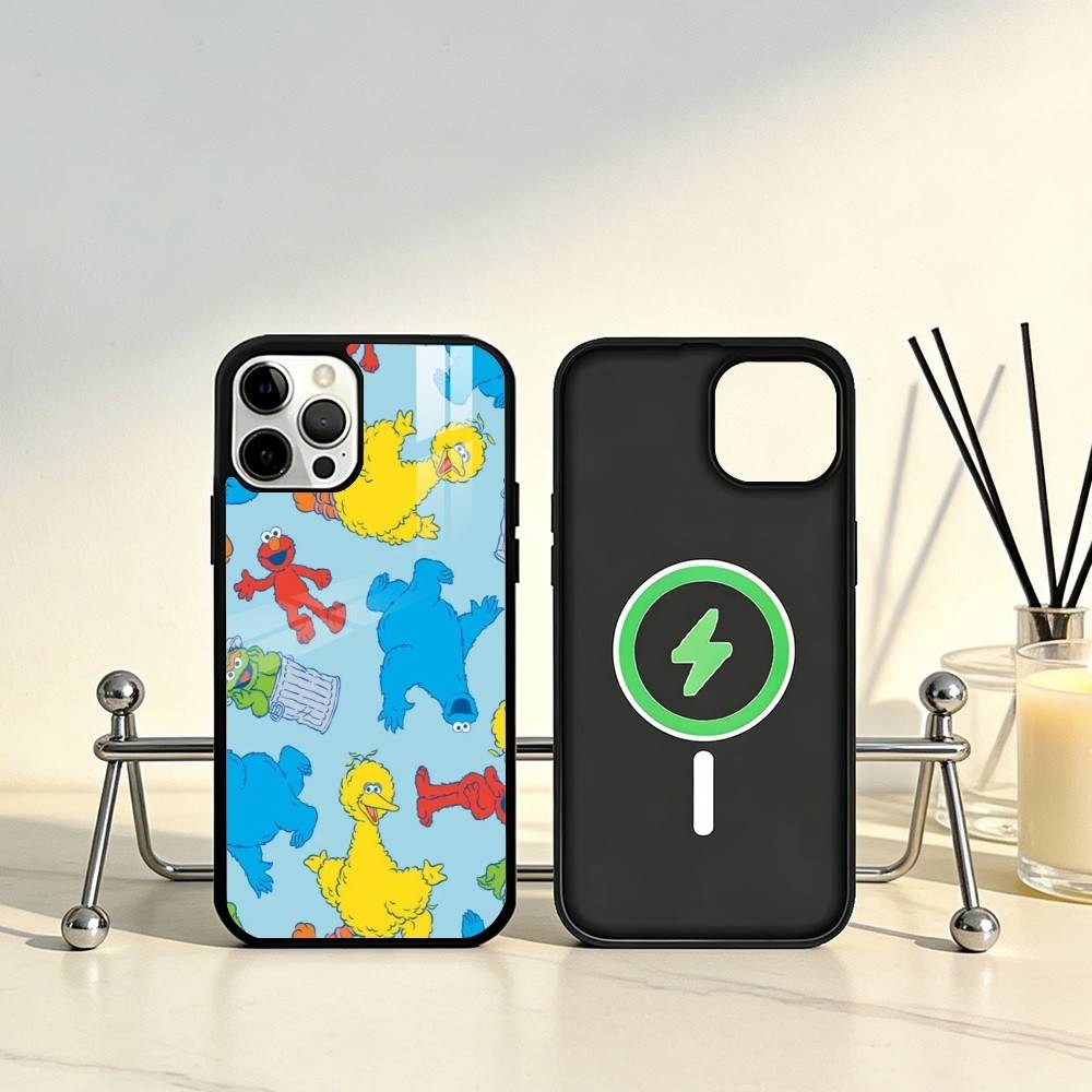 Sesame S-Street Cookie Elmo Phone Case For iPhone17,16,15,14,13,12,11 Plus,Pro Max Magnetic For Magsafe Wireless Charging