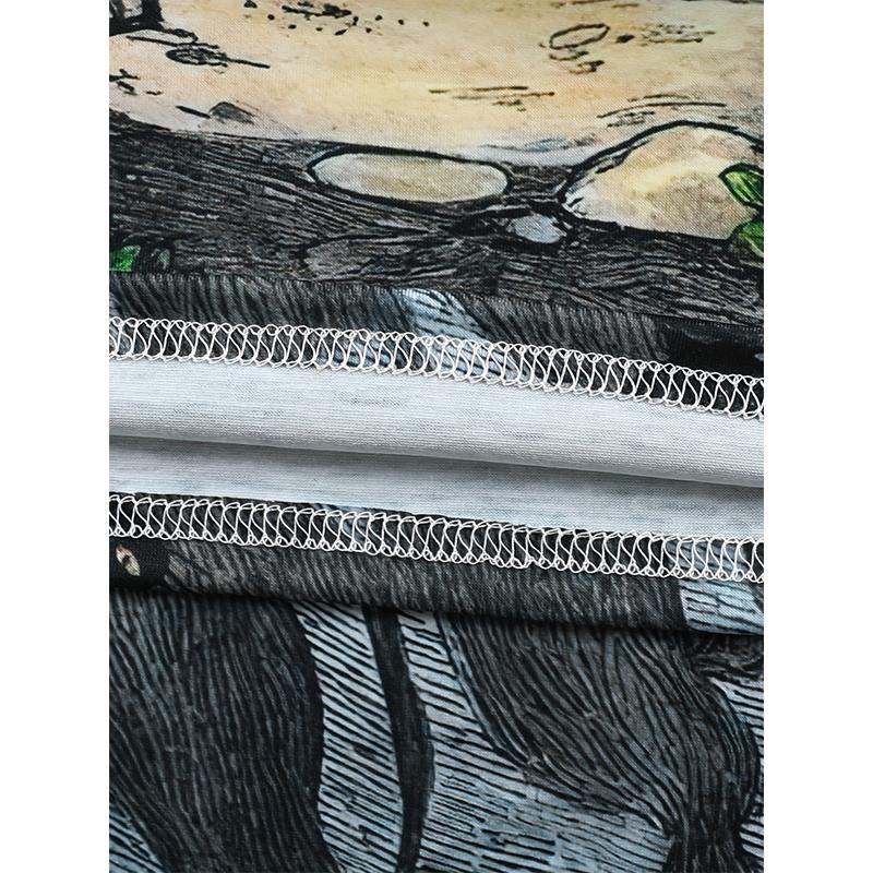 2024 модная новая женская футболка с круглым вырезом и принтом котенка на Хэллоуин, свободный топ для женщин, летняя повседневная дышащая футболка