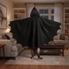 Pointed Rim Halloween Bat Hooded Cloak with A Finger Loop Cosplay Costume  Adult