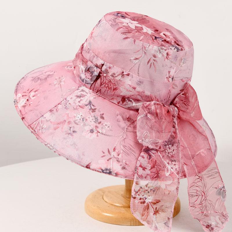 Big eaves hat children summer tulle sunscreen breathable bucket hat mother sunshade basin hat in the elderly sun hat