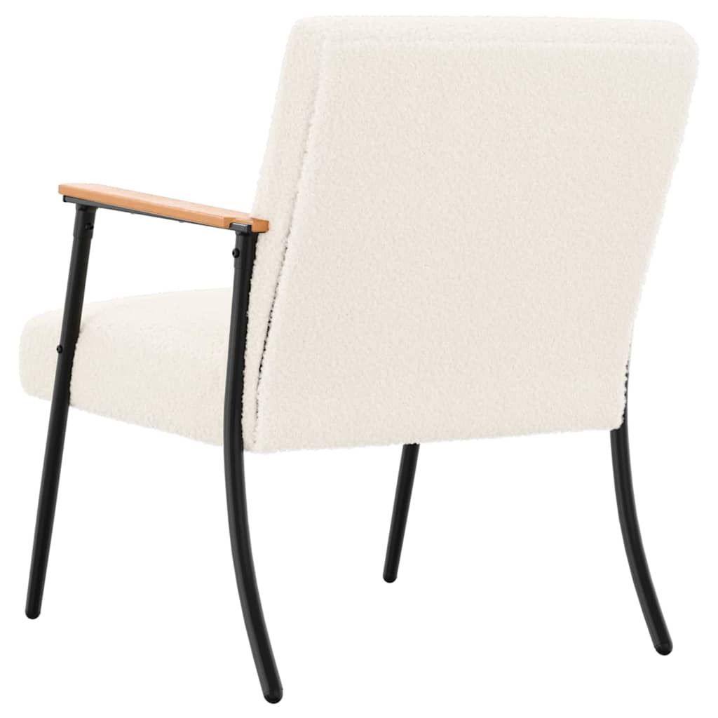 Armchair Cream Textured Wool Like Fabric