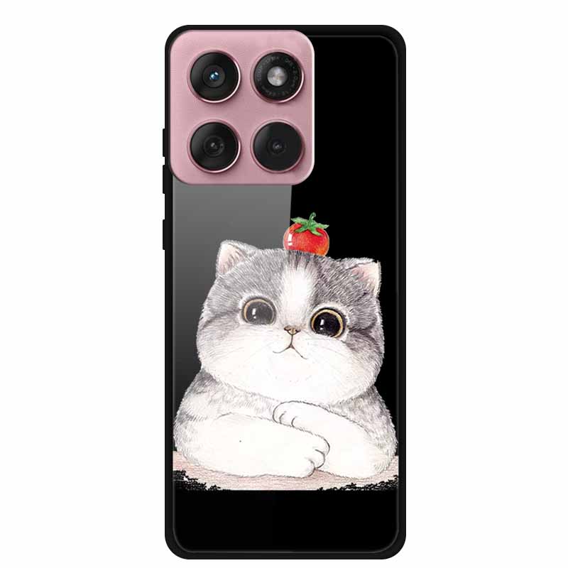 For Motorola Edge 60 60s 5G Glass Case Cartoon Soft Bumper Hard Tempered Glass Back Cover Case For Motorola Edge 60 Fusion Shell