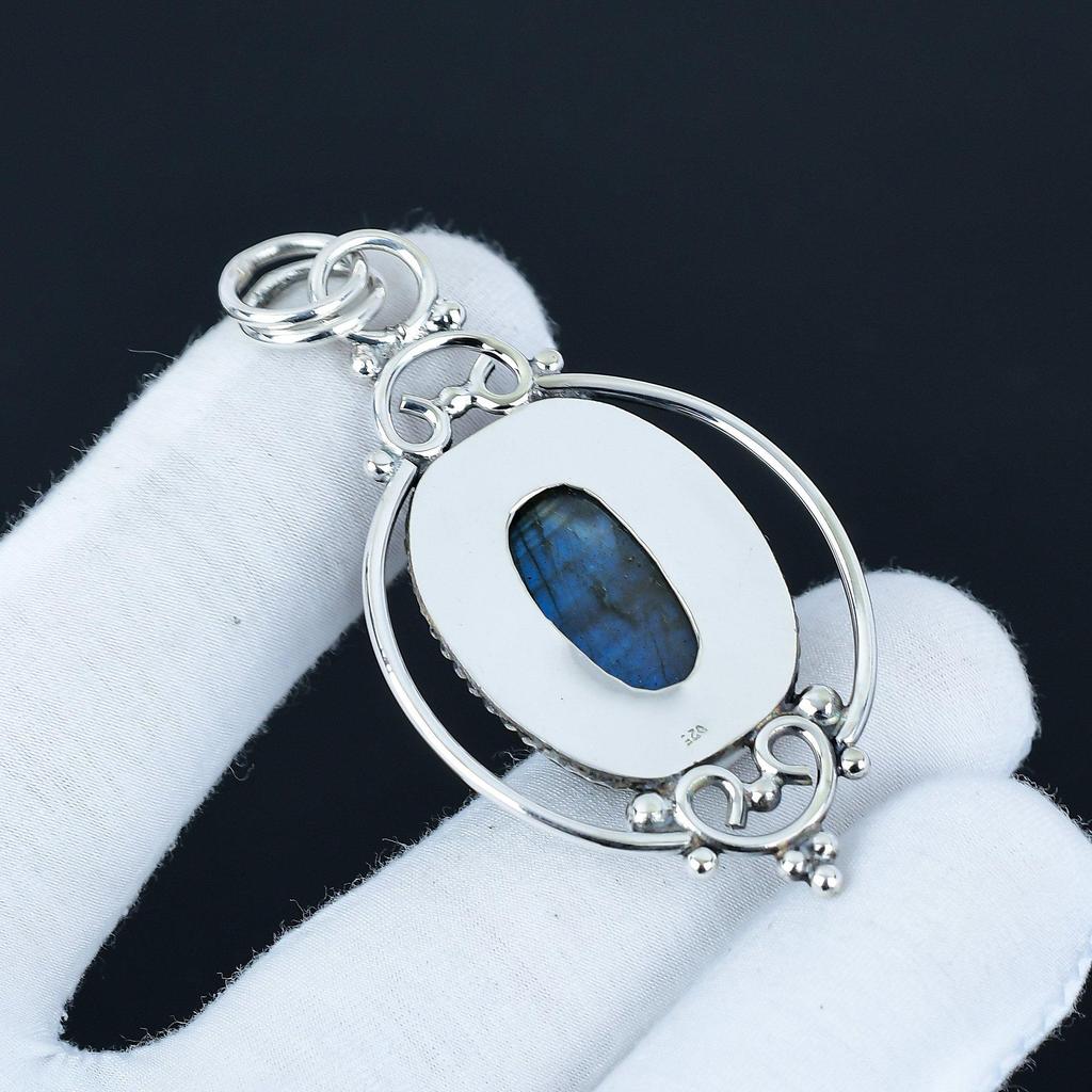 Labradorite Gemstone Pendant 925 Sterling Silver Pendant Decent Pendant Labradorite Jewelry Handmade Stylish Designer Pendant Wedding Gifts