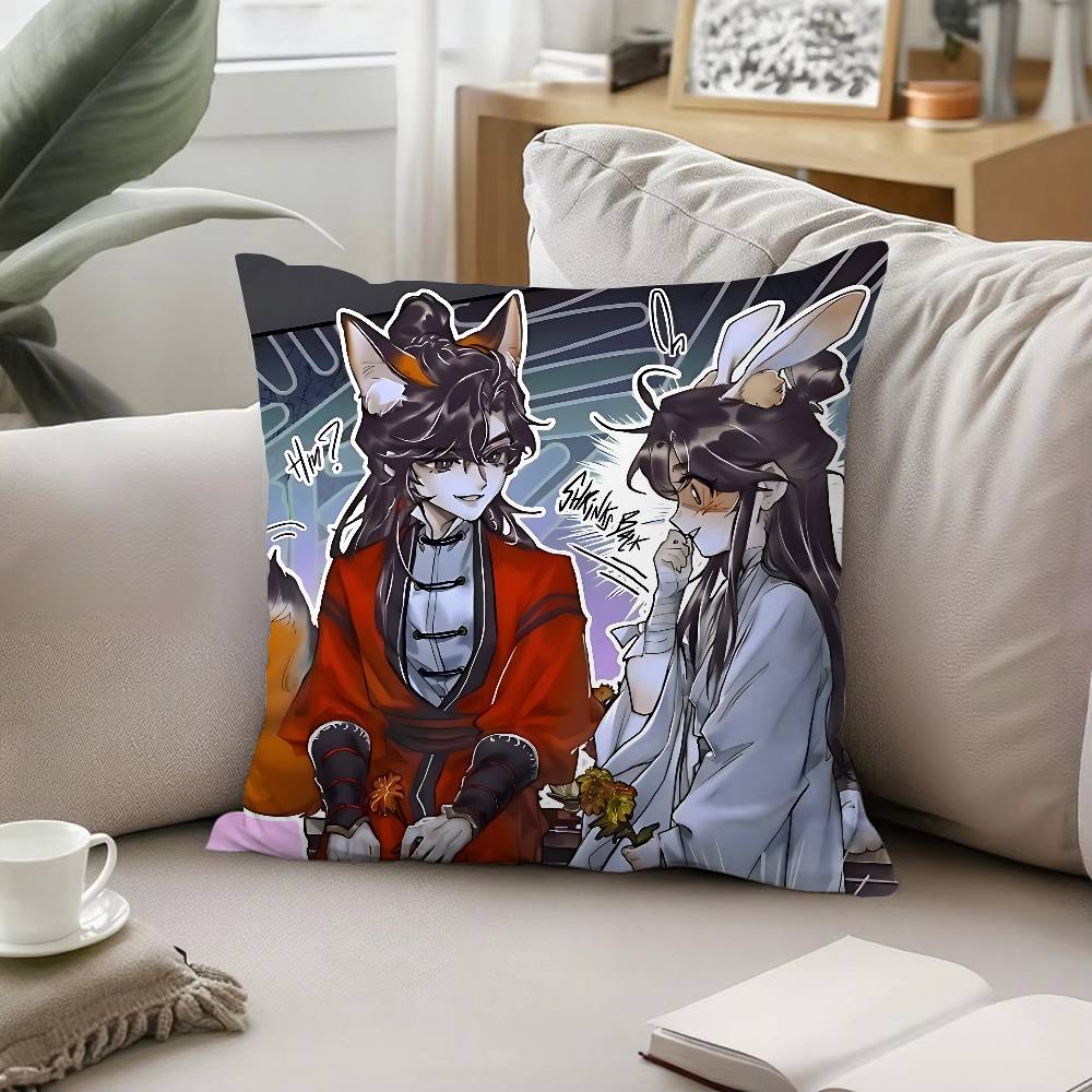 Anime Heaven Officials Blessing Pillow Case Pattern Printed Pillowcase For Living Room Sofa Cushion Cover Bedroom Decor
