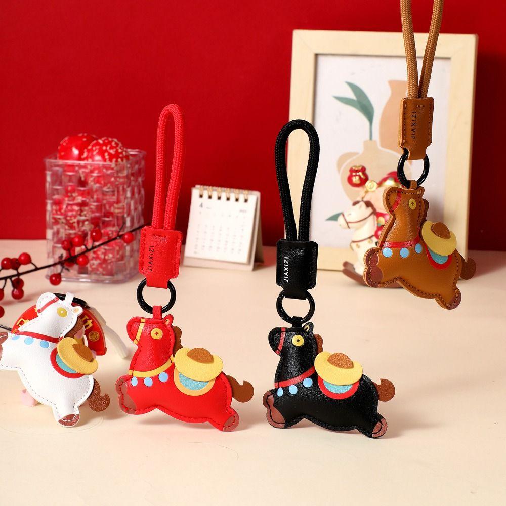 Кожаный кулон-подвеска в виде пони-зодиака, мультяшный подарок на китайский Новый год, уникальный брелок в виде лошади, подарок на день рождения