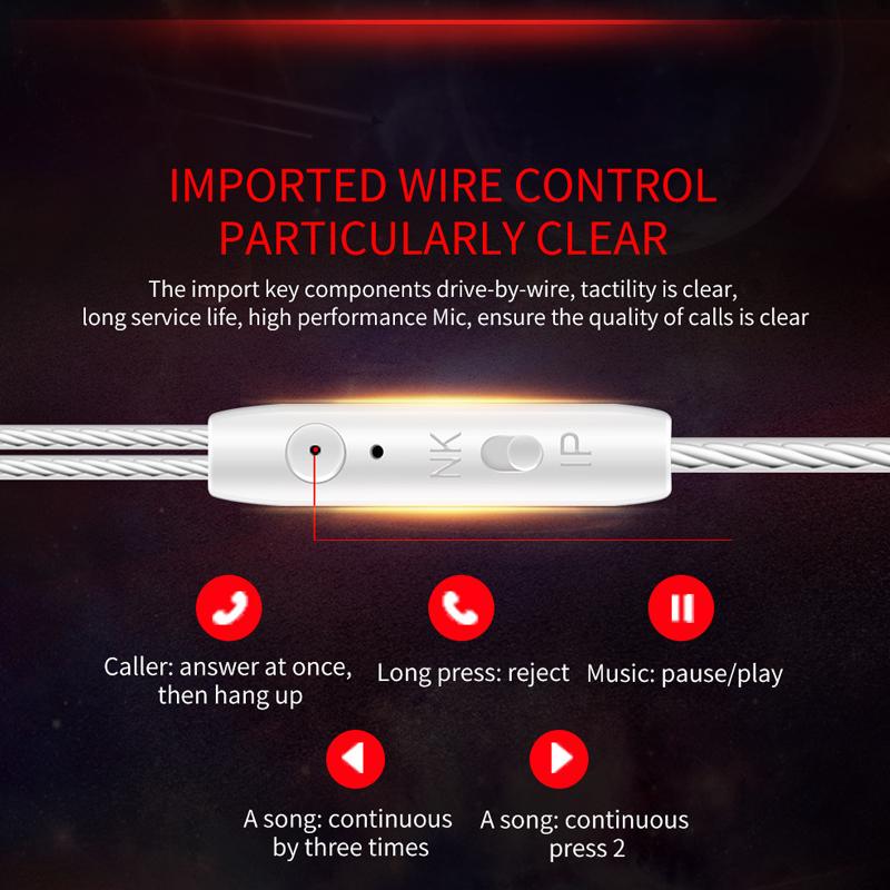 QKZ CK5 Проводные наушники-вкладыши с прозрачным басом 3,5 мм, спортивные стерео музыкальные наушники с микрофоном для iphone для телефонов Xiaomi Android