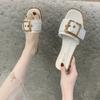 Slippers Women's Summer Is Good To Wear Square Buckles, One-word Drag Women's Flat-bottomed Sandals Are Fashionable and Casual
