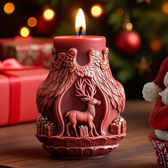 Рождественская форма для свечей 3D рельефный Санта Елка Снеговик Цилиндрическая силиконовая форма для смолы свечей мыла рукоделия торта шоколада