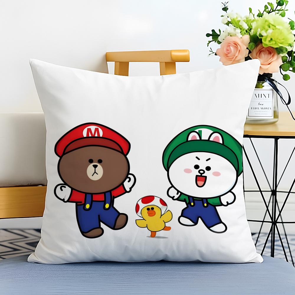 LLine Friends Puppy Cushion Cover Washable Linen Pillowcase Soft for Sofa Bed Cozy Home Room Decor