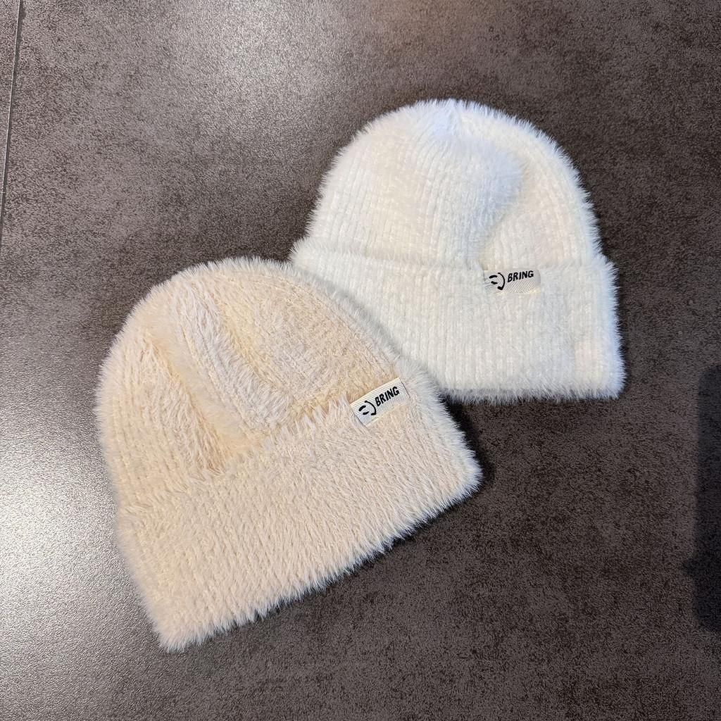 Женская вязаная шапка-бини с теплым дышащим норковым полотном для повседневной носки