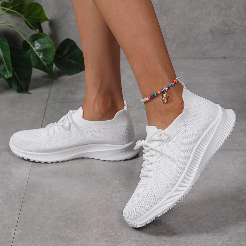 2024 Обувь для женщин Сетчатая женская вулканизированная обувь Дышащие женские кроссовки Однотонные шнурованные на низком каблуке Женская повседневная спортивная обувь