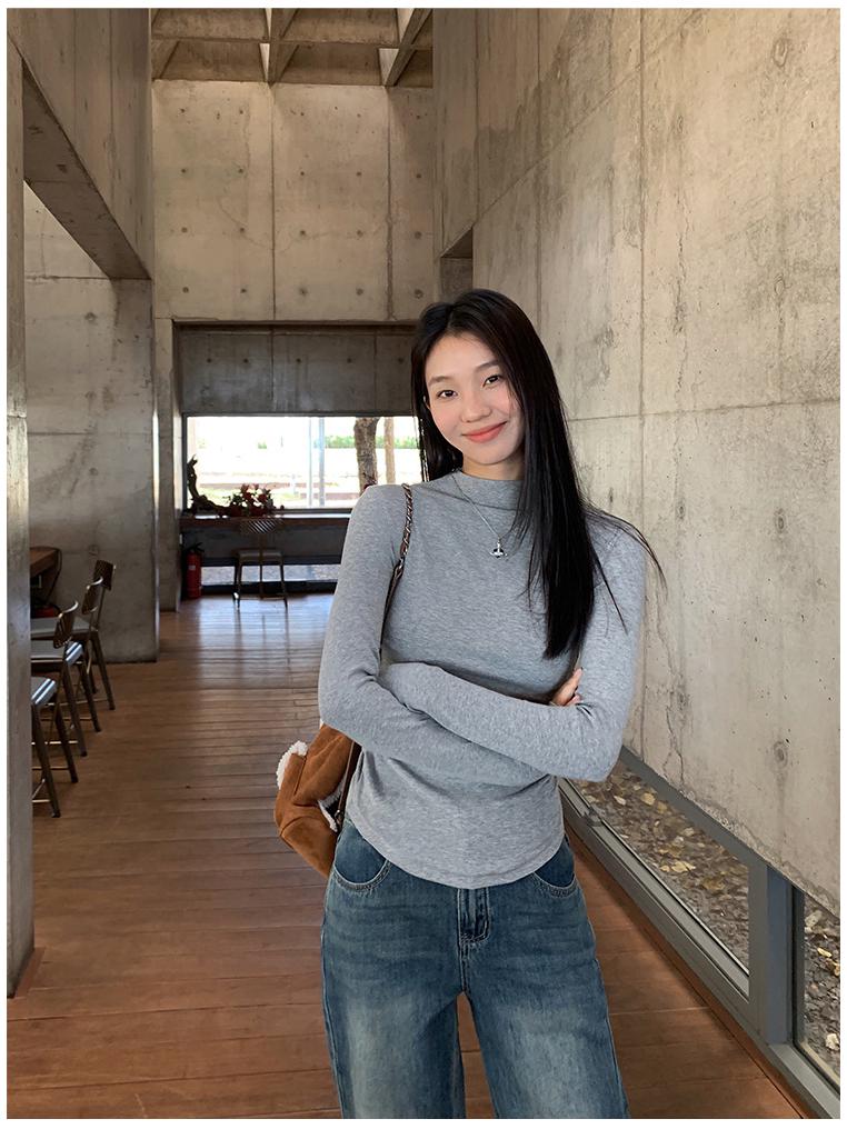 Женская облегающая бархатная плиссированная многослойная рубашка - воротник-стойка, длинный рукав, короткий стиль для осени/зимы