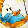 Хэллоуин Читающий Призрак Ловец Солнца Подвесное Украшение Черный Кот Витраж