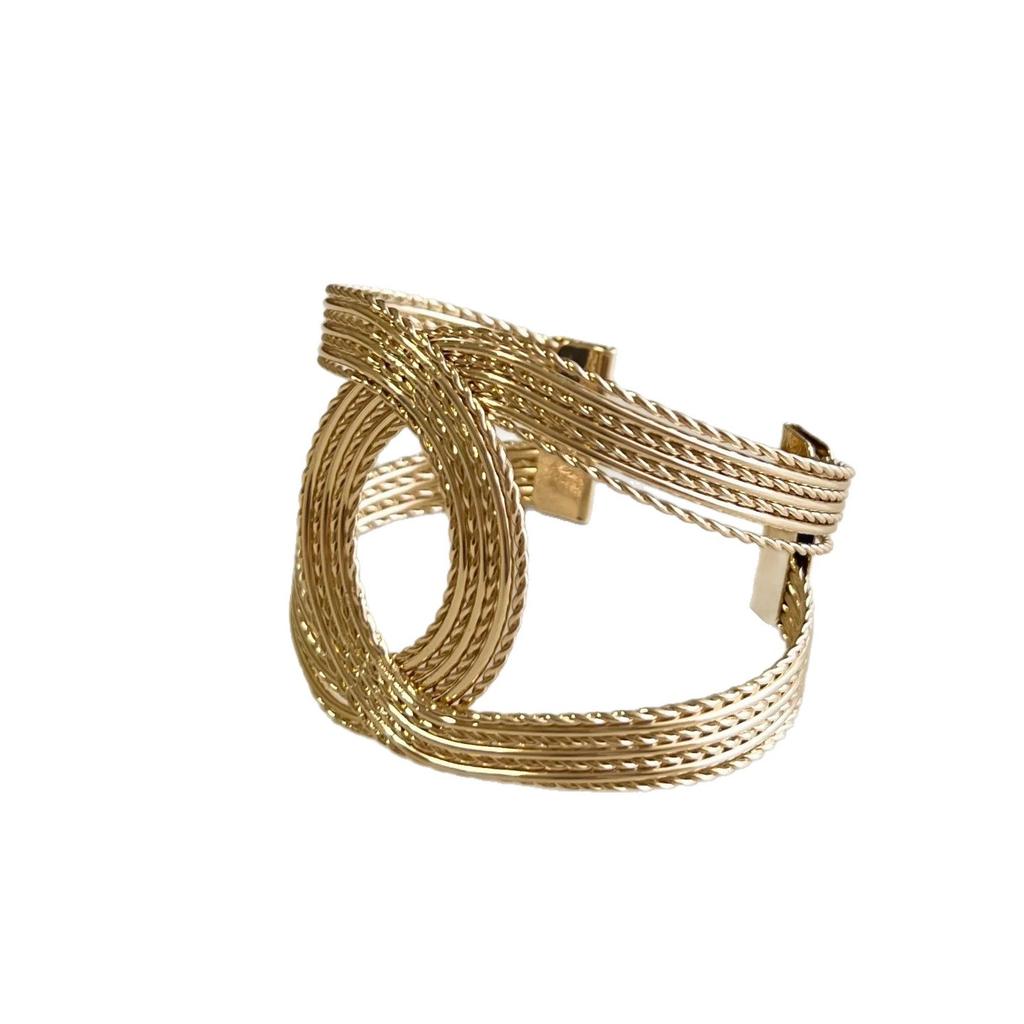 Metal Hollow Bracelet European and American Style Arm Ring Geometric Exaggerated Design Jewelry Fashion Simple Versatile Accessories