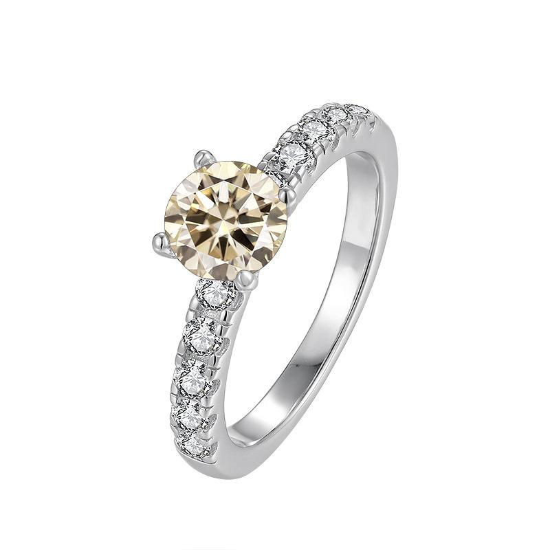 Bague Ringen Женское кольцо с муассанитом и бриллиантом цвета D, 1 карат, свадебное ювелирное изделие из стерлингового серебра 925 пробы, классический дизайн с четырьмя когтями, подарок