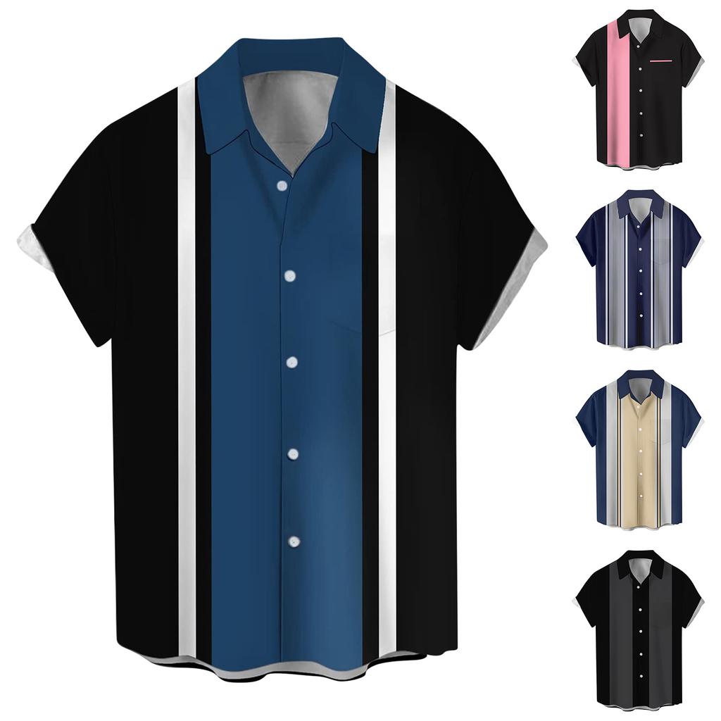 Hawaiian Shirt For Men, Men's Vintage Button Down Bowling Shirts Short Sleeve Summer Beach Shirt