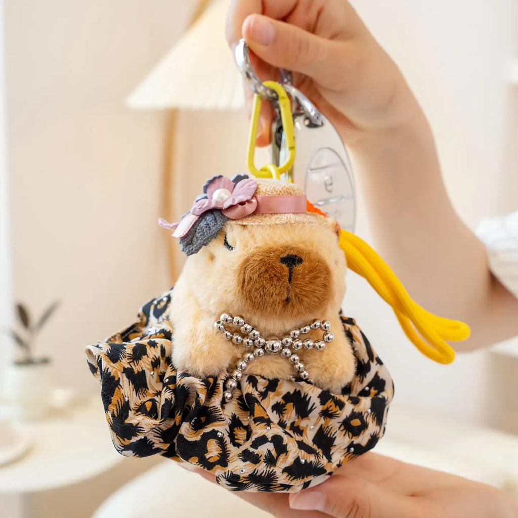 Cartoon Capybara Plush Toys Pendant Cute Dressed Up Capybala Key Rings Kawaii Bags Car Hanging Decor Creative Gifts For Friends