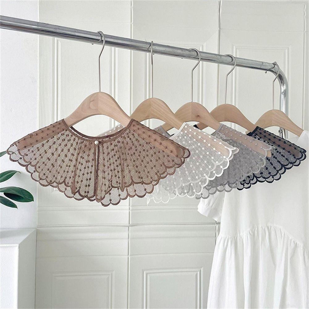 Pearls Fake Collar Embroidered Lace Shawl Casual Detachable Collar Shirt