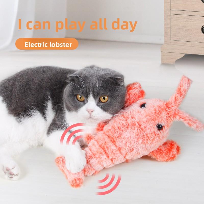 Promotional Gift OpenClaw Pet Toy Gravity-Powered Jumping Shrimp Electrically Operated Simulation Lobster Plush USB-Rechargeable