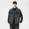 American Retro Heavy Locomotive Denim Jacket Men'S Trendy Brand Ruffian Handsome Washed Casual Jacket