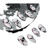 Gothic Style Press-On Nails With Hand-Painted Geometric Lines Black Holographic Effect Almond Shape Women